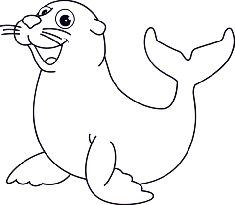 Cute Seal Coloring Page